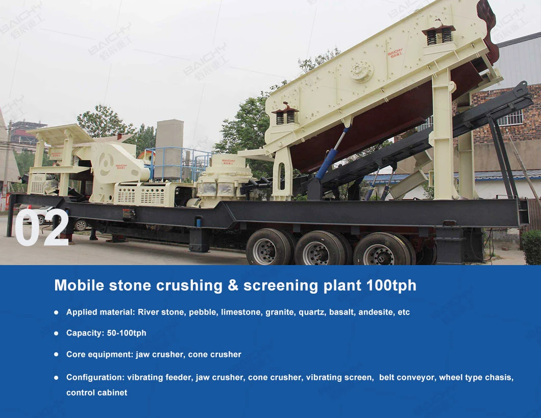 Wheel Type Portable Mobile Jaw Crusher Mobile Impact Crusher Portable Mobile Stone Crushing and Screening Plant